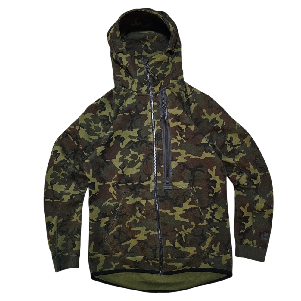 Nike Tech Fleece Mens Camo Hooded Field Jacket in Olive Green